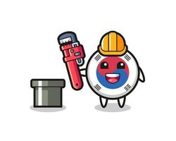 Character Illustration of south korea flag as a plumber vector