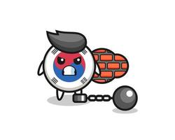 Character mascot of south korea flag as a prisoner vector