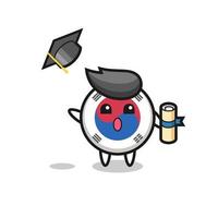 south korea flag cartoon throwing the hat at graduation vector