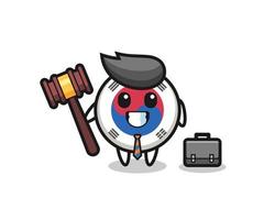 Ilustración de la mascota de la bandera de Corea del Sur como abogado vector