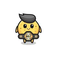 the MMA fighter potato chip mascot with a belt vector