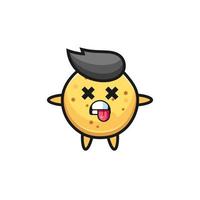 character of the cute potato chip with dead pose vector