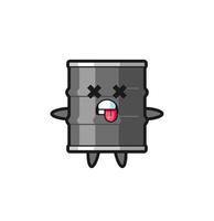 character of the cute oil drum with dead pose vector