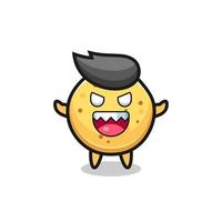 illustration of evil potato chip mascot character vector