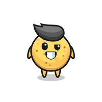 cute potato chip mascot with an optimistic face vector