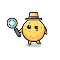 personaje detective de patatas fritas está analizando un caso vector