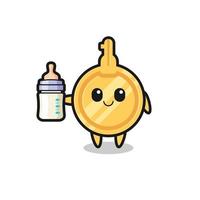 baby key cartoon character with milk bottle vector