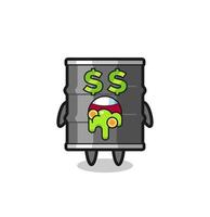 oil drum character with an expression of crazy about money vector