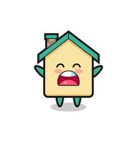 cute house mascot with a yawn expression vector