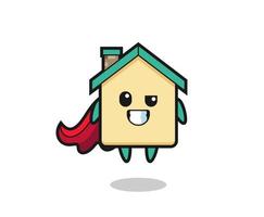 the cute house character as a flying superhero vector