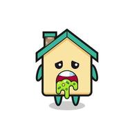 the cute house character with puke vector