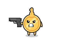 the cute key character shoot with a gun vector