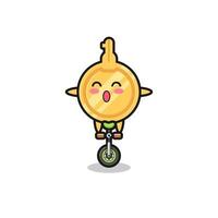 The cute key character is riding a circus bike vector