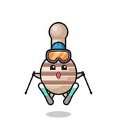 honey dipper mascot character as a ski player vector