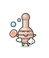 honey dipper character is bathing while holding soap vector