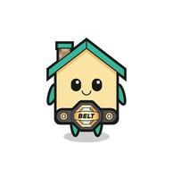 the MMA fighter house mascot with a belt vector