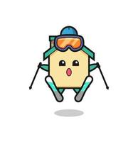 house mascot character as a ski player vector