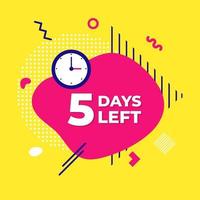 Sale countdown liquid abstract elements five days left sign vector illustration