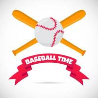 concepto de tiempo de béisbol con murciélagos y composición de diseño de estilo plano de pelota vector