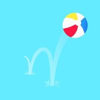 Bouncing beach ball flat style design vector illustration icon sign isolated on blue background.