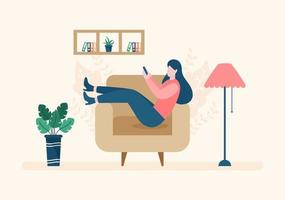 Relax at Home Vector Flat Illustration