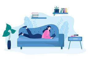 Relax at Home Vector Flat Illustration