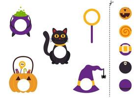 Cut and glue parts of Halloween elements. vector