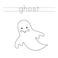 Trace the letters and color ghost. Handwriting practice for kids. vector