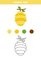 Color cute cartoon beehive. Worksheet for kids. vector