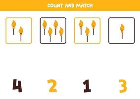 Counting game with brooms. Math worksheet. vector