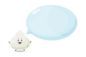 Cute dumpling character with bubble speech vector