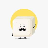 Cute tofu character with mustache vector