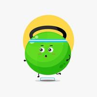 Funny fitness kettlebell character running competition vector