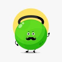 Cute fitness kettlebell character with mustache vector