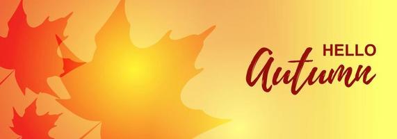 Autumn horizontal banner with maple leaves. Place for text. Vector illustration