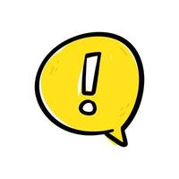 Hand drawing hazard warning attention sign or exclamation symbol in a yellow speech bubble icon vector. vector