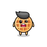 the shocked face of the cute circle waffle mascot vector