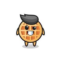 cute circle waffle mascot with an optimistic face vector