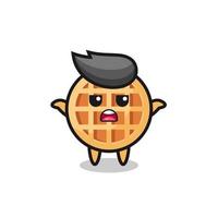 circle waffle mascot character saying I do not know vector