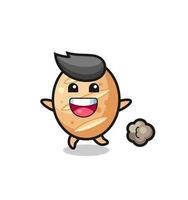 the happy french bread cartoon with running pose vector