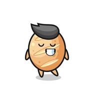 french bread cartoon illustration with a shy expression vector