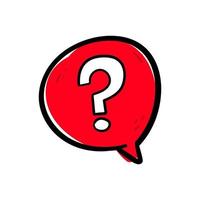 Hand drawing question mark sign symbol in a red speech bubble icon vector. vector