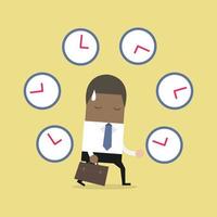 African businessman with many clocks. vector