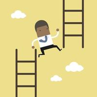 African businessman jump from low stair to high stair. vector