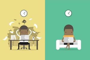 African businessman and freelance life. business concept cartoon. vector