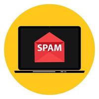 Envelope with spam. Spam Email Warning Window On Laptop Screen. vector