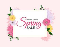 Promotion offer, card for spring sale season with spring plants vector