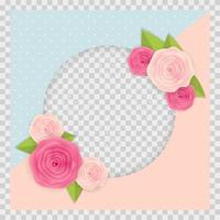 Cute Background with Frame and Flowers Collection vector