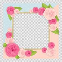 Cute Background with Frame and Flowers Collection vector