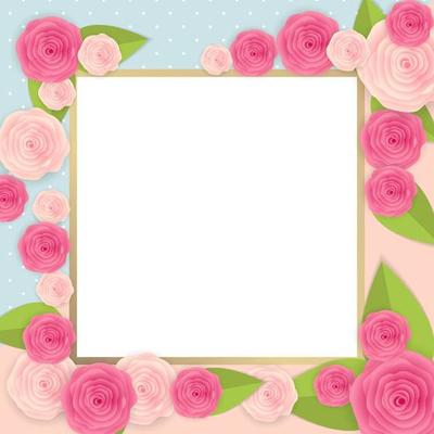 Cute Background with Frame and Flowers Collection